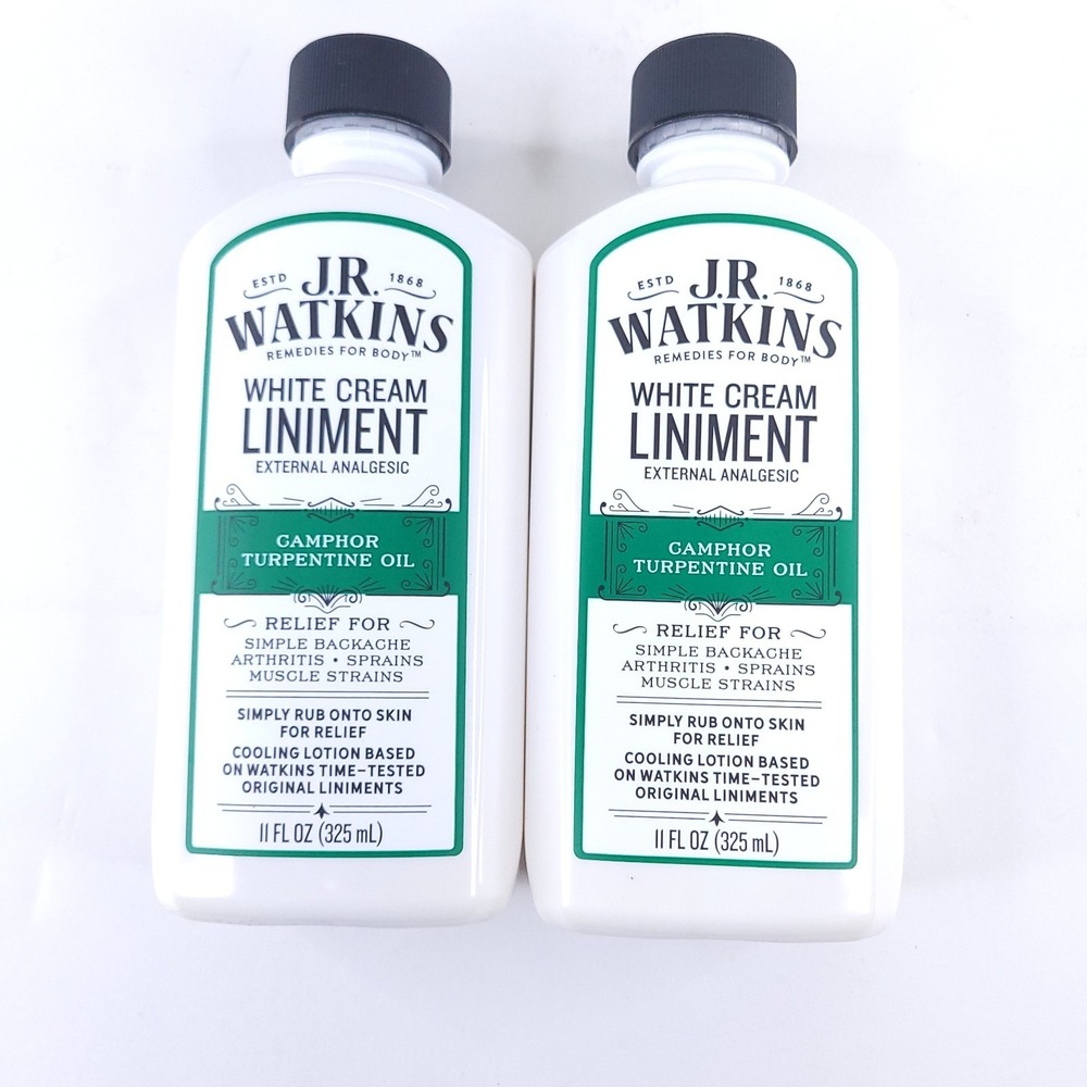 2x JR Watkins White Cream Liniment External Analgesic Sealed 11 Oz Pain Relief